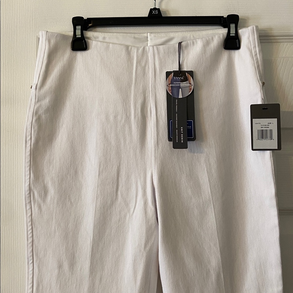 Lysse White  Smoothing Waistband Pants size L inseam 27” waist 32” elastic new - Picture 2 of 12